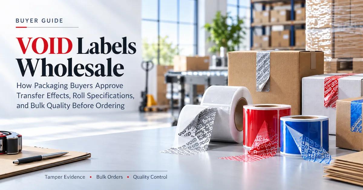 VOID Labels Wholesale: How Packaging Buyers Approve Transfer Effects, Roll Specifications, and Bulk Quality Before Ordering